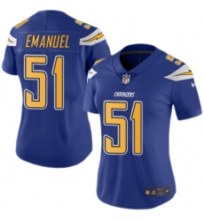 Women's Nike Los Angeles Chargers #51 Kyle Emanuel Limited Electric Blue Rush Vapor Untouchable NFL Jersey
