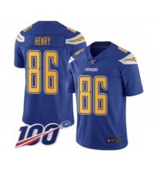 Men's Los Angeles Chargers #86 Hunter Henry Limited Electric Blue Rush Vapor Untouchable 100th Season Football Jersey