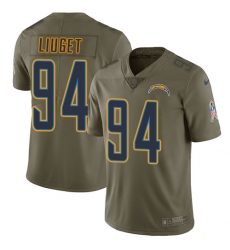 Men's Nike Los Angeles Chargers #94 Corey Liuget Limited Olive 2017 Salute to Service NFL Jersey