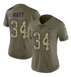 Women's Nike Los Angeles Chargers #34 Derek Watt Limited Olive/Camo 2017 Salute to Service NFL Jersey