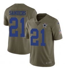 Men's Nike Dallas Cowboys #21 Deion Sanders Limited Olive 2017 Salute to Service NFL Jersey