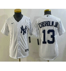Youth New York Yankees #13 Jazz Chisholm Jr White Cool Base Stitched Jersey