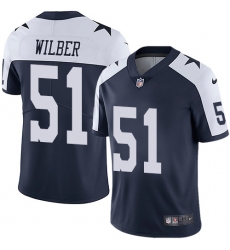 Men's Nike Dallas Cowboys #51 Kyle Wilber Navy Blue Throwback Alternate Vapor Untouchable Limited Player NFL Jersey