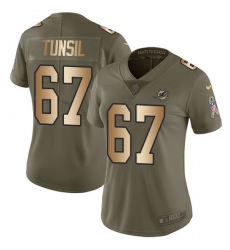Women's Nike Miami Dolphins #67 Laremy Tunsil Limited Olive/Gold 2017 Salute to Service NFL Jersey