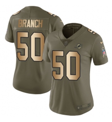 Women's Nike Miami Dolphins #50 Andre Branch Limited Olive/Gold 2017 Salute to Service NFL Jersey