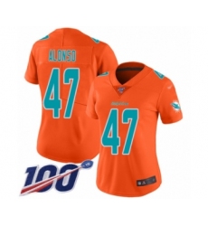 Women's Miami Dolphins #47 Kiko Alonso Limited Orange Inverted Legend 100th Season Football Jersey