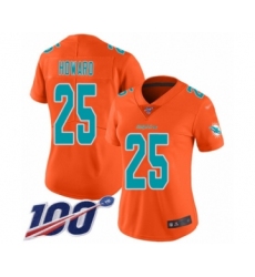 Women's Miami Dolphins #25 Xavien Howard Limited Orange Inverted Legend 100th Season Football Jersey
