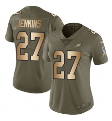 Women's Nike Philadelphia Eagles #27 Malcolm Jenkins Limited Olive/Gold 2017 Salute to Service NFL Jersey