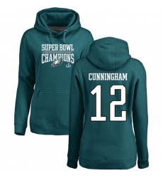 Women's Nike Philadelphia Eagles #12 Randall Cunningham Green Super Bowl LII Champions Pullover Hoodie