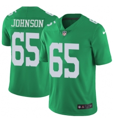 Men's Nike Philadelphia Eagles #65 Lane Johnson Limited Green Rush Vapor Untouchable NFL Jersey