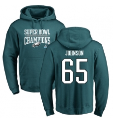 Nike Philadelphia Eagles #65 Lane Johnson Green Super Bowl LII Champions Pullover Hoodie