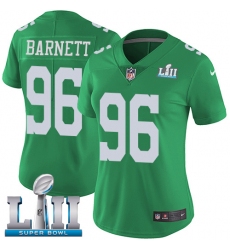 Women's Nike Philadelphia Eagles #96 Derek Barnett Limited Green Rush Vapor Untouchable Super Bowl LII NFL Jersey