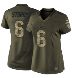 Women's Nike Philadelphia Eagles #6 Caleb Sturgis Elite Green Salute to Service NFL Jersey