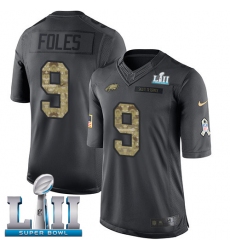 Men's Nike Philadelphia Eagles #9 Nick Foles Limited Black 2016 Salute to Service Super Bowl LII NFL Jersey