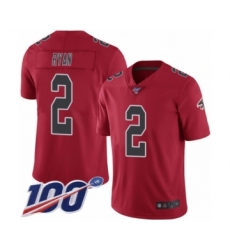 Men's Atlanta Falcons #2 Matt Ryan Limited Red Rush Vapor Untouchable 100th Season Football Jersey