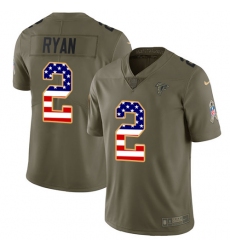 Youth Nike Atlanta Falcons #2 Matt Ryan Limited Olive/USA Flag 2017 Salute to Service NFL Jersey