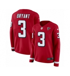 Women's Nike Atlanta Falcons #3 Matt Bryant Limited Red Therma Long Sleeve NFL Jersey