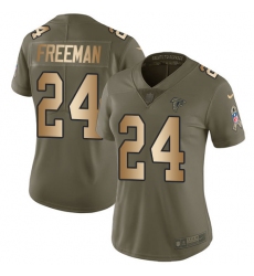Women's Nike Atlanta Falcons #24 Devonta Freeman Limited Olive/Gold 2017 Salute to Service NFL Jersey