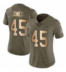 Women's Nike Atlanta Falcons #45 Deion Jones Limited Olive/Gold 2017 Salute to Service NFL Jersey