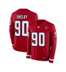 Youth Nike Atlanta Falcons #90 Derrick Shelby Limited Red Therma Long Sleeve NFL Jersey