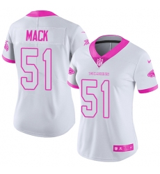 Women's Nike Atlanta Falcons #51 Alex Mack Limited White/Pink Rush Fashion NFL Jersey