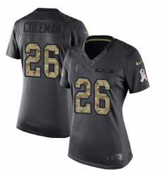 Women's Nike Atlanta Falcons #26 Tevin Coleman Limited Black 2016 Salute to Service NFL Jersey