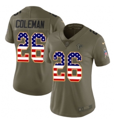 Women's Nike Atlanta Falcons #26 Tevin Coleman Limited Olive/USA Flag 2017 Salute to Service NFL Jersey