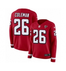 Women's Nike Atlanta Falcons #26 Tevin Coleman Limited Red Therma Long Sleeve NFL Jersey