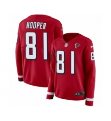 Women's Nike Atlanta Falcons #81 Austin Hooper Limited Red Therma Long Sleeve NFL Jersey