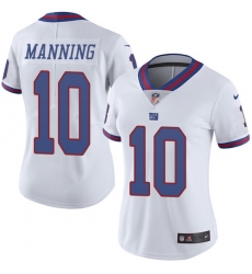 Women's Nike New York Giants #10 Eli Manning Limited White Rush Vapor Untouchable NFL Jersey