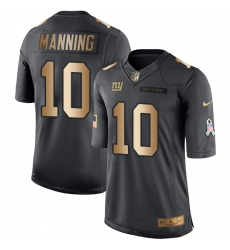 Youth Nike New York Giants #10 Eli Manning Limited Black/Gold Salute to Service NFL Jersey