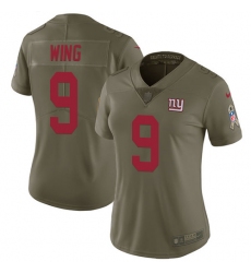 Women's Nike New York Giants #9 Brad Wing Limited Olive 2017 Salute to Service NFL Jersey