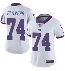 Women's Nike New York Giants #74 Ereck Flowers Limited White Rush Vapor Untouchable NFL Jersey