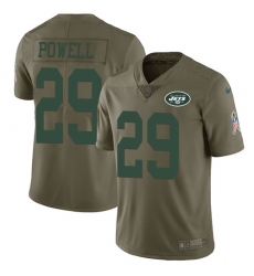 Youth Nike New York Jets #29 Bilal Powell Limited Olive 2017 Salute to Service NFL Jersey