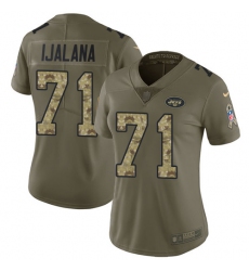 Women's Nike New York Jets #71 Ben Ijalana Limited Olive/Camo 2017 Salute to Service NFL Jersey