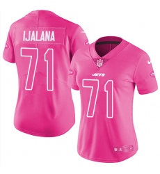 Women's Nike New York Jets #71 Ben Ijalana Limited Pink Rush Fashion NFL Jersey
