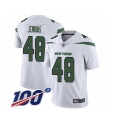 Men's New York Jets #48 Jordan Jenkins White Vapor Untouchable Limited Player 100th Season Football Jersey