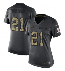 Women's Nike New York Jets #21 LaDainian Tomlinson Limited Black 2016 Salute to Service NFL Jersey