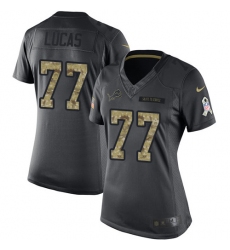 Women's Nike Detroit Lions #77 Cornelius Lucas Limited Black 2016 Salute to Service NFL Jersey