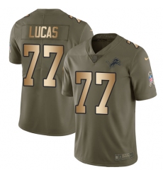 Youth Nike Detroit Lions #77 Cornelius Lucas Limited Olive/Gold Salute to Service NFL Jersey