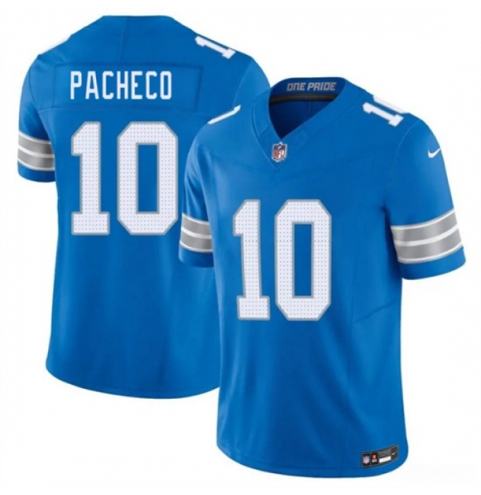 Men's Detroit Lions #10 Isiah Pacheco Blue 2026 F.U.S.E. Vapor Limited Stitched Jersey