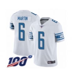 Men's Detroit Lions #6 Sam Martin White Vapor Untouchable Limited Player 100th Season Football Jersey
