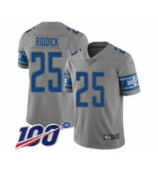 Men's Detroit Lions #25 Theo Riddick Limited Gray Inverted Legend 100th Season Football Jersey