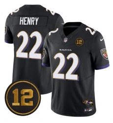 Men's Baltimore Ravens #22 Derrick Henry Black 2025 F.U.S.E Jacoby Jones Vapor Limited Football Jersey