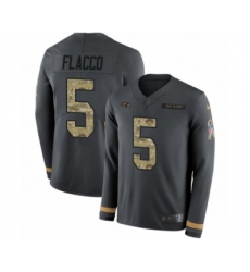 Men's Nike Baltimore Ravens #5 Joe Flacco Limited Black Salute to Service Therma Long Sleeve NFL Jersey