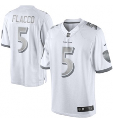Men's Nike Baltimore Ravens #5 Joe Flacco Limited White Platinum NFL Jersey