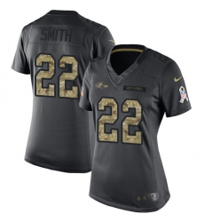 Women's Nike Baltimore Ravens #22 Jimmy Smith Limited Black 2016 Salute to Service NFL Jersey