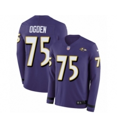 Men's Nike Baltimore Ravens #75 Jonathan Ogden Limited Purple Therma Long Sleeve NFL Jersey