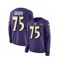Women's Nike Baltimore Ravens #75 Jonathan Ogden Limited Purple Therma Long Sleeve NFL Jersey
