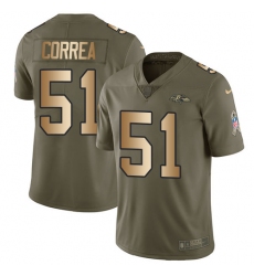 Men's Nike Baltimore Ravens #51 Kamalei Correa Limited Olive/Gold Salute to Service NFL Jersey
